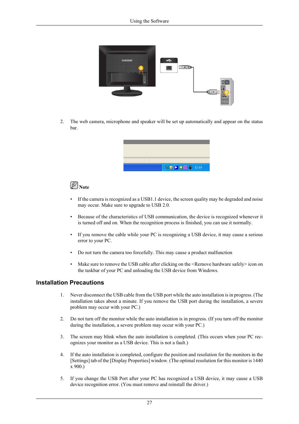 Installation precautions | Samsung 2063UW User Manual | Page 28 / 147