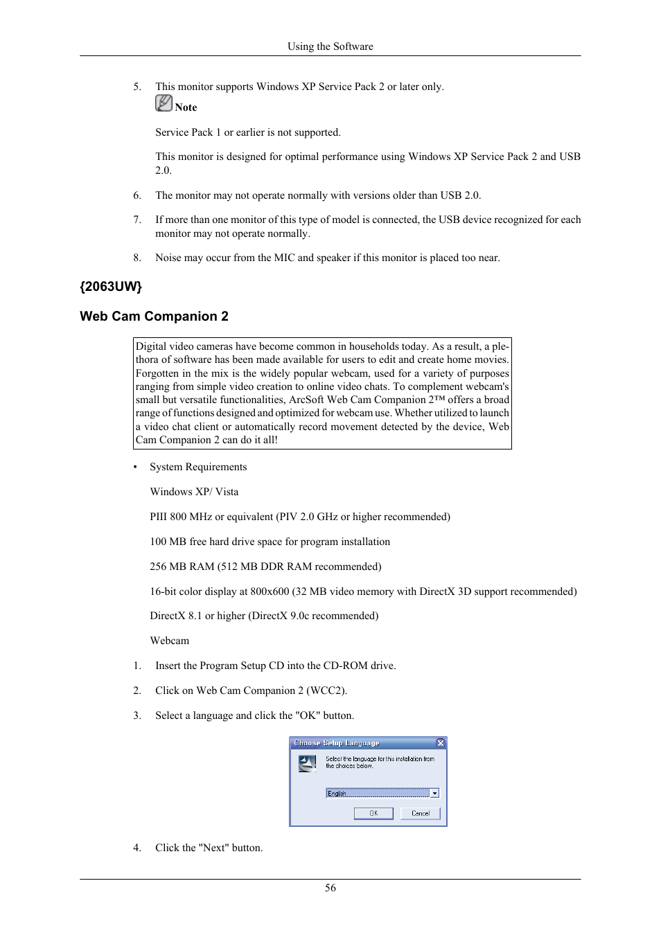 2063uw} web cam companion 2 | Samsung 2063UW User Manual | Page 57 / 147