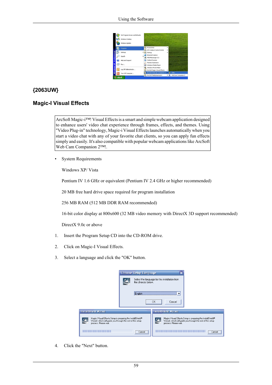 2063uw} magic-i visual effects | Samsung 2063UW User Manual | Page 60 / 147