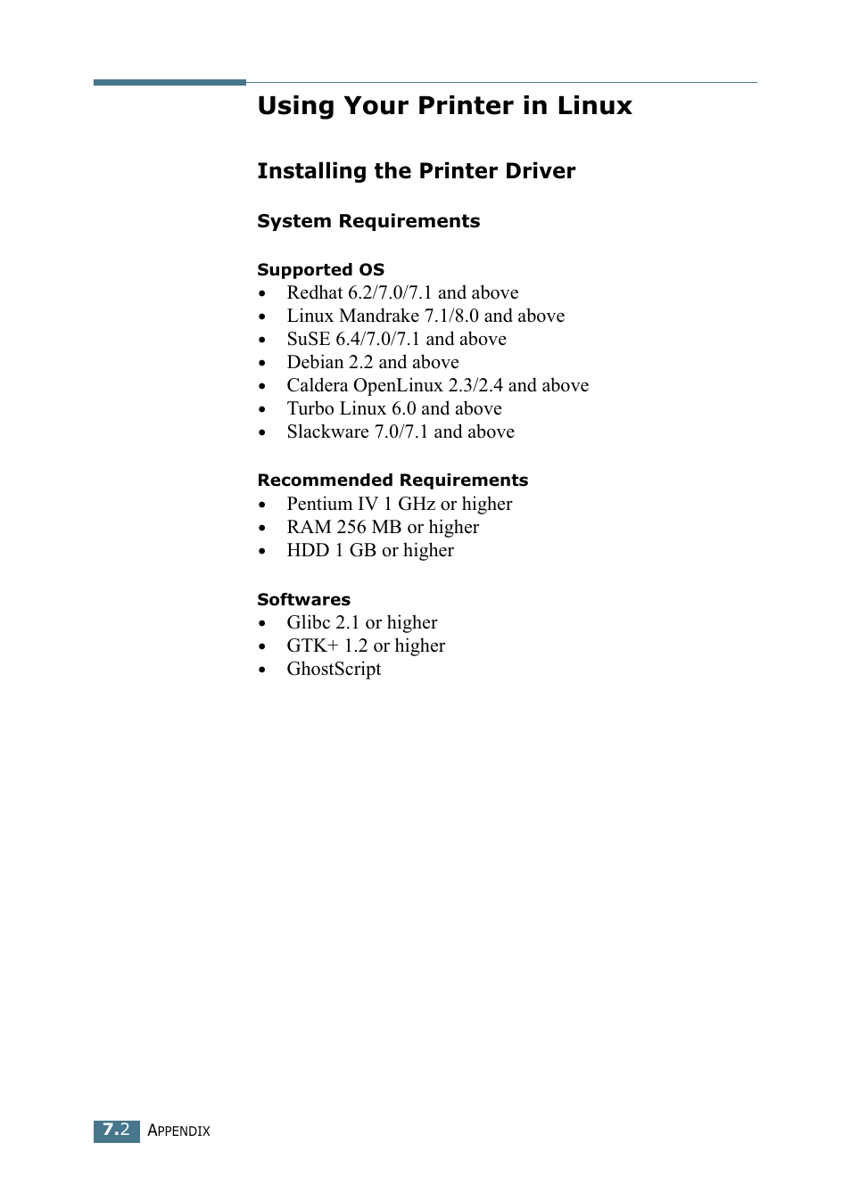 Using your printer in linux, Installing the printer driver | Samsung ML-1520P User Manual | Page 121 / 140