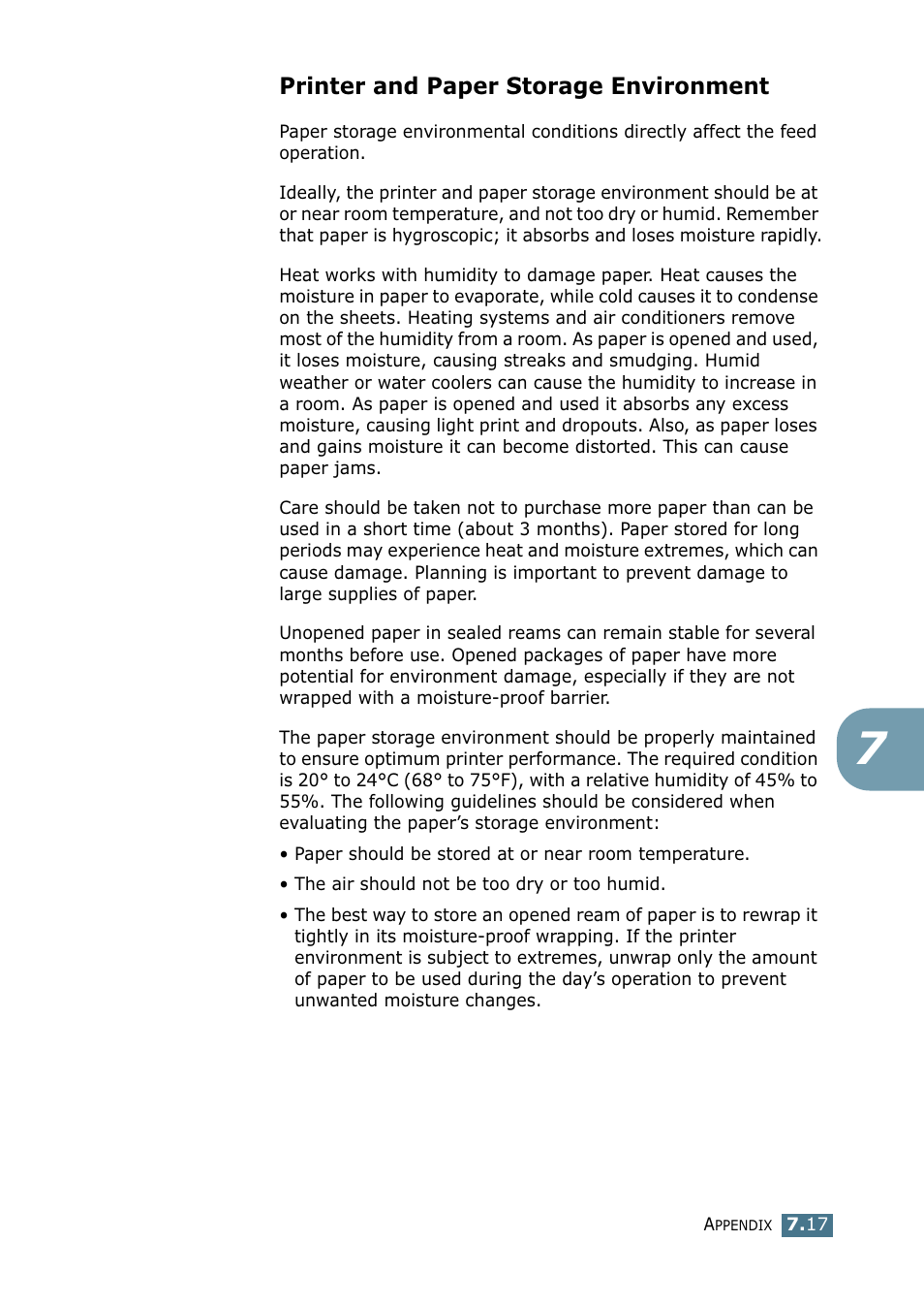 Printer and paper storage environment | Samsung ML-1520P User Manual | Page 136 / 140