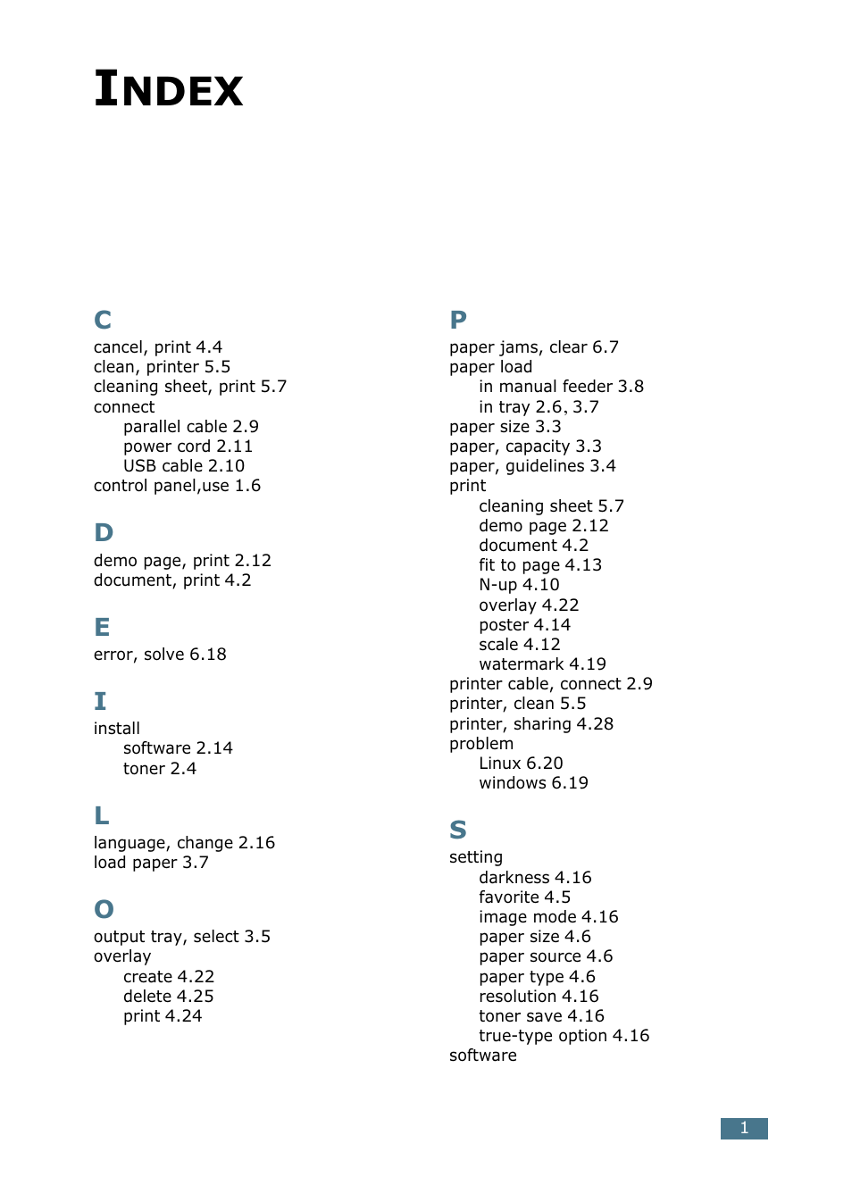 Index, Ndex | Samsung ML-1520P User Manual | Page 138 / 140