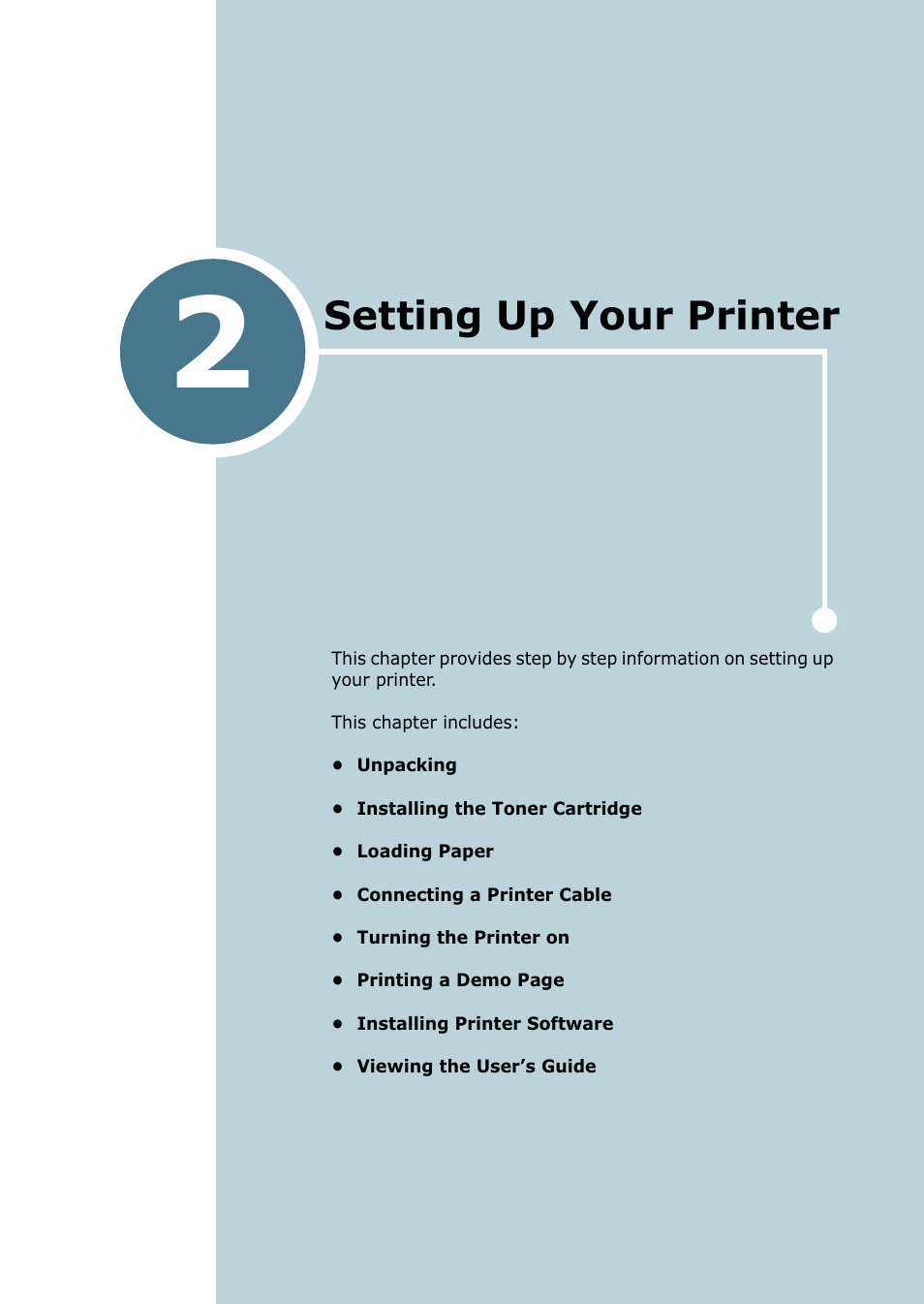 Setting up your printer, Chapter 2, Etting | Rinter | Samsung ML-1520P User Manual | Page 22 / 140