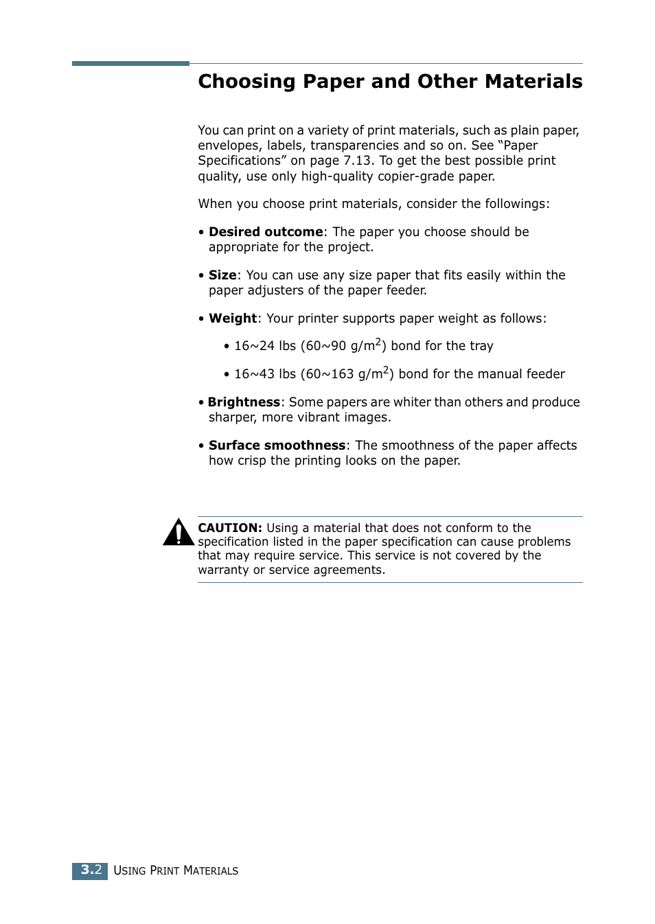 Choosing paper and other materials | Samsung ML-1520P User Manual | Page 43 / 140