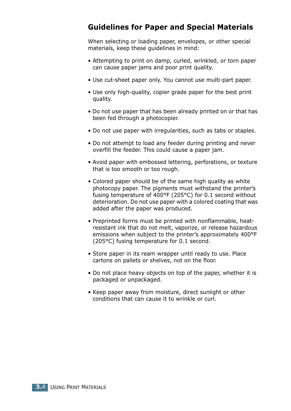 Guidelines for paper and special materials | Samsung ML-1520P User Manual | Page 45 / 140