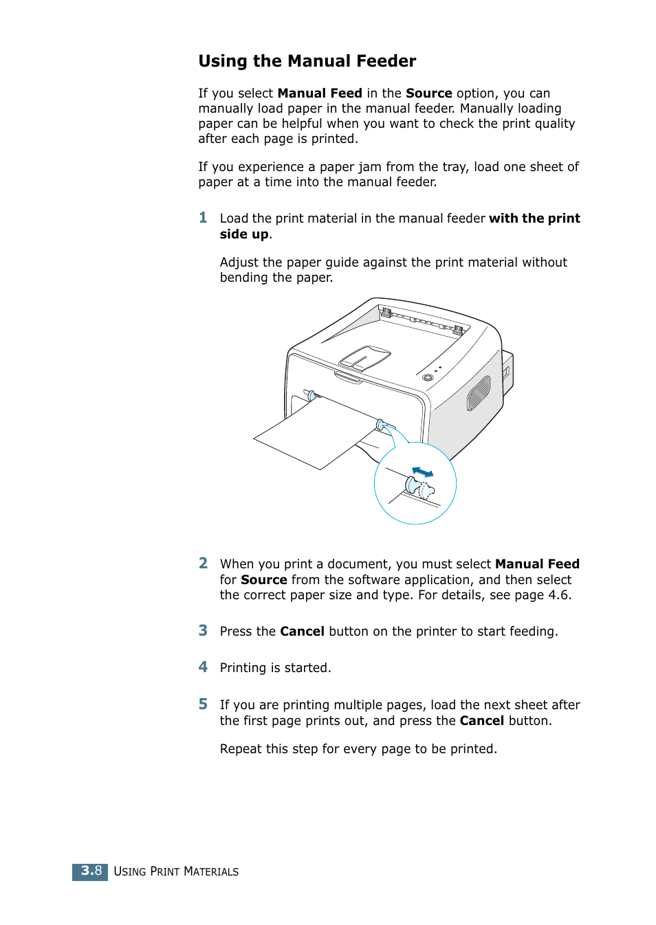 Using the manual feeder | Samsung ML-1520P User Manual | Page 49 / 140
