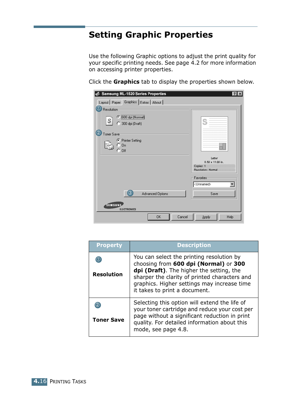 Setting graphic properties | Samsung ML-1520P User Manual | Page 75 / 140