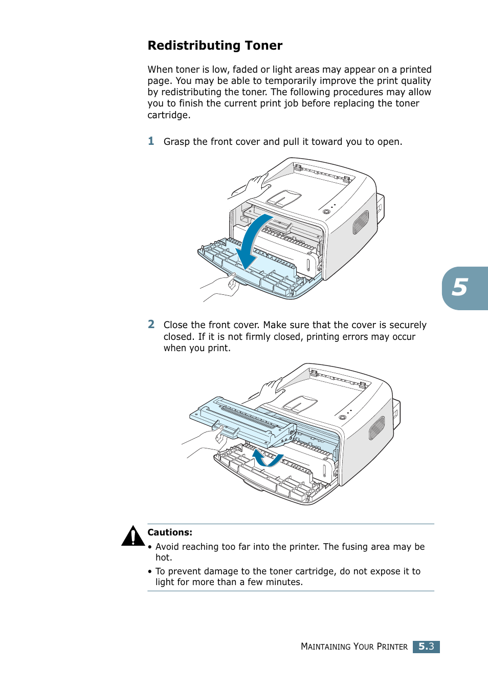 Redistributing toner | Samsung ML-1520P User Manual | Page 92 / 140