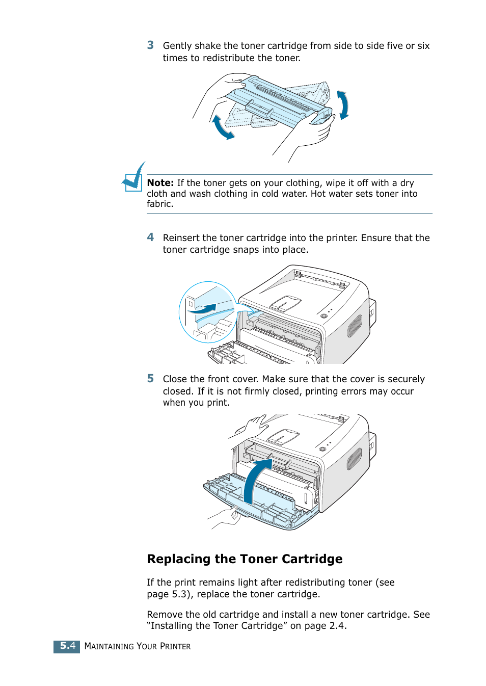 Replacing the toner cartridge | Samsung ML-1520P User Manual | Page 93 / 140
