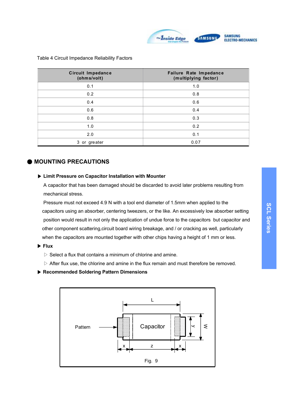 Scl series ● mounting precautions, Capacitor | Samsung SCLSeries User Manual | Page 21 / 23