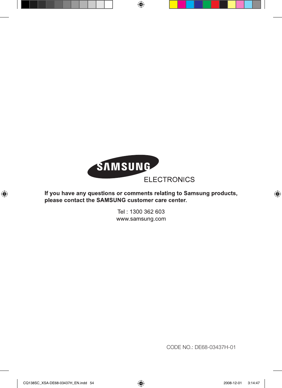Samsung CQ138SC User Manual | Page 56 / 56
