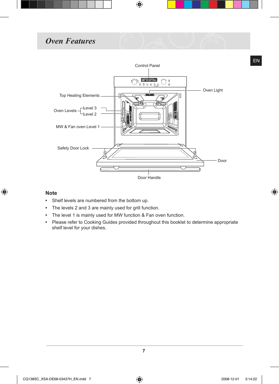 Oven features | Samsung CQ138SC User Manual | Page 9 / 56