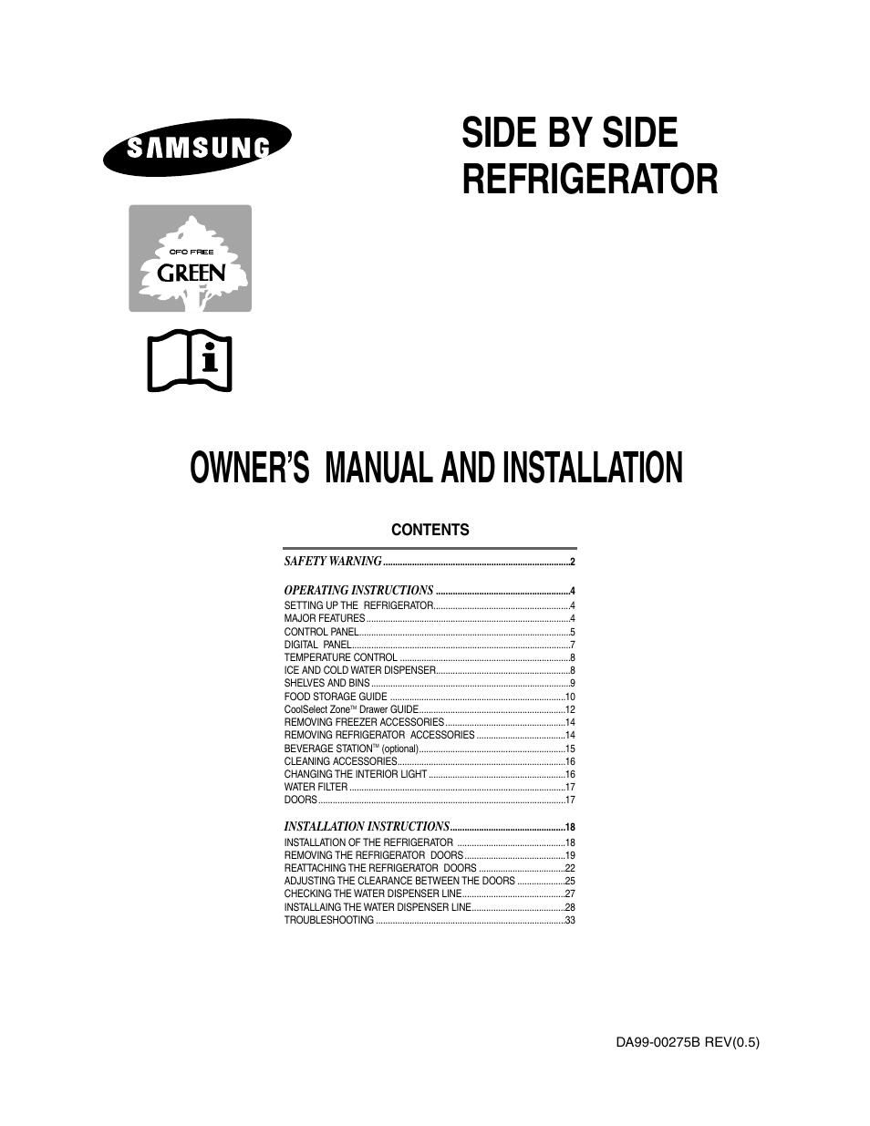 Samsung Model RS27KLMR User Manual | 36 pages