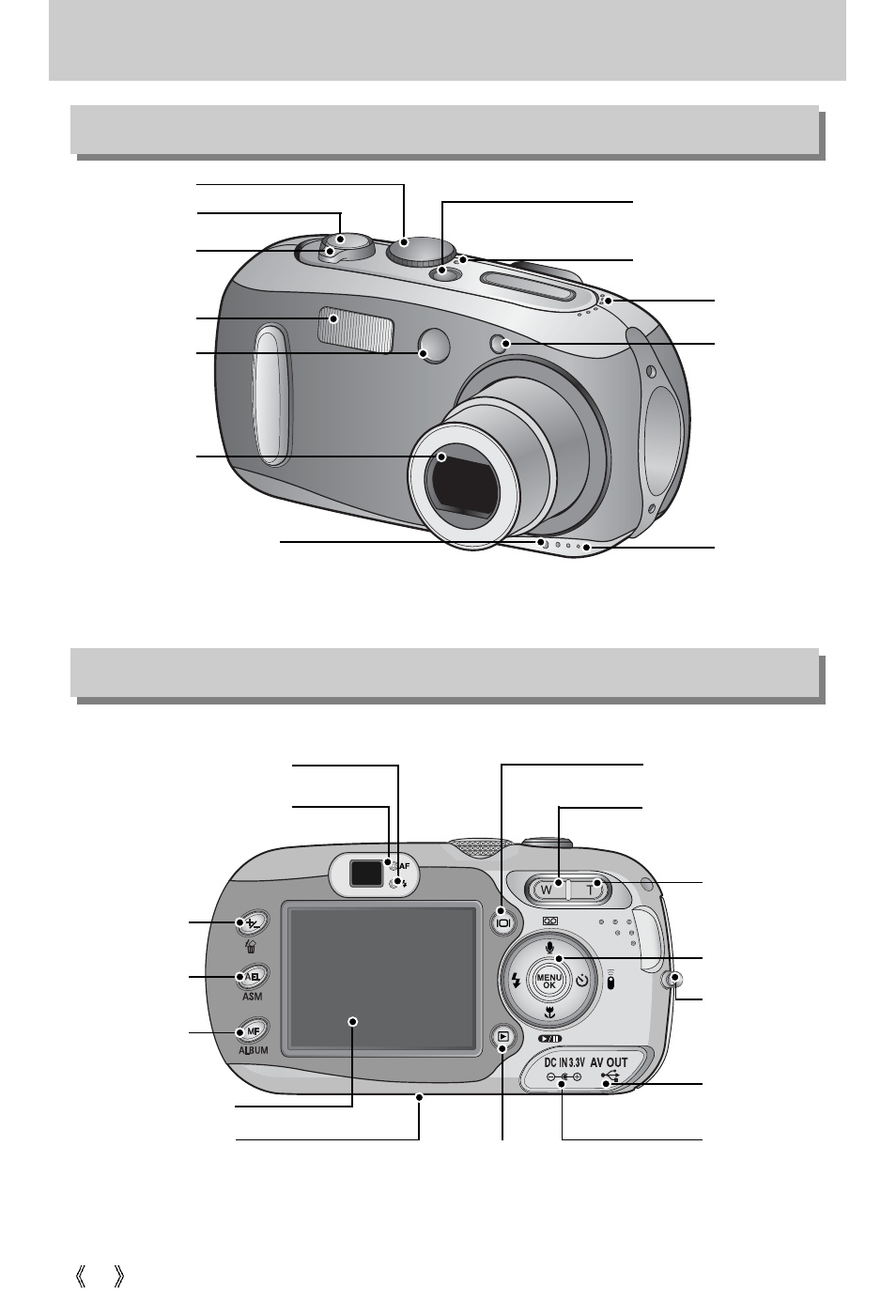 Identification of features, Front & top back | Samsung Digimax V10 User Manual | Page 10 / 136