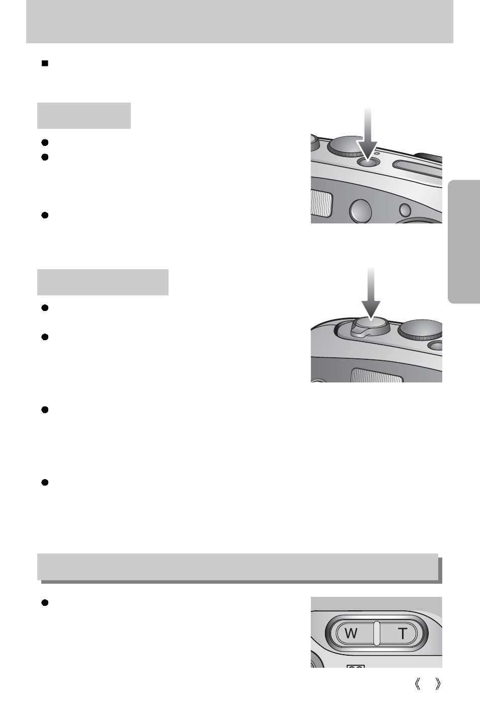 Using the camera buttons to adjust the camera, Zoom w/t button | Samsung Digimax V10 User Manual | Page 29 / 136