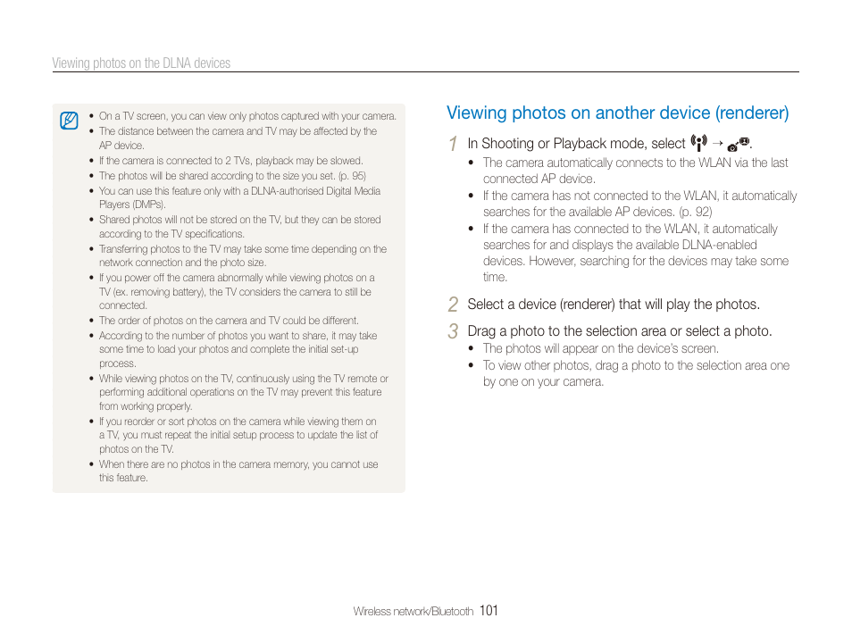 Viewing photos on another device (renderer), Viewing photos on another device, Renderer) …………………………………… 101 | Samsung CL65 User Manual | Page 102 / 129