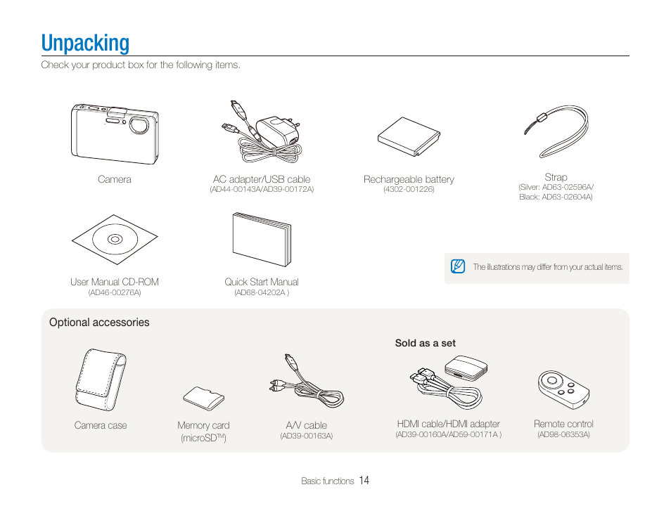 Unpacking | Samsung CL65 User Manual | Page 15 / 129