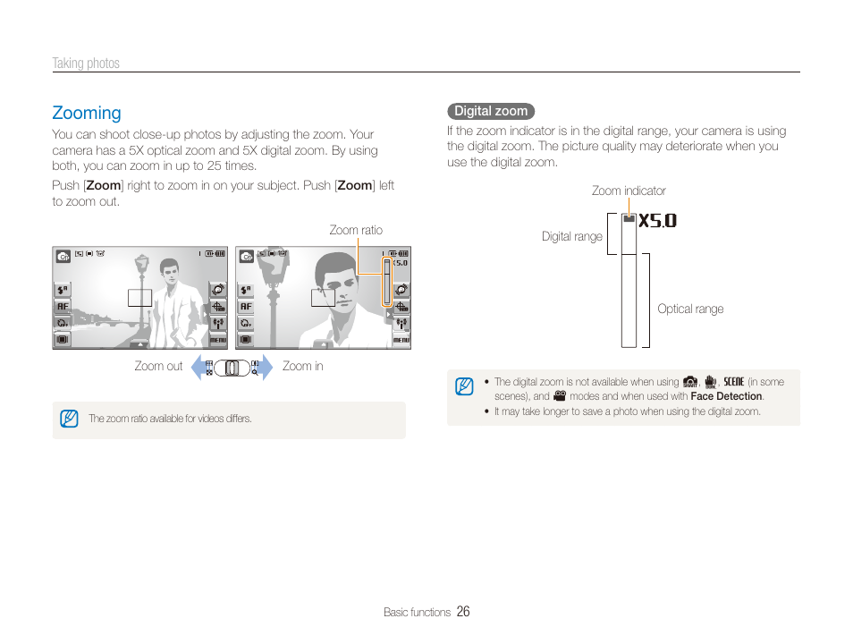 Zooming, Zooming ……………………………………… 26 | Samsung CL65 User Manual | Page 27 / 129