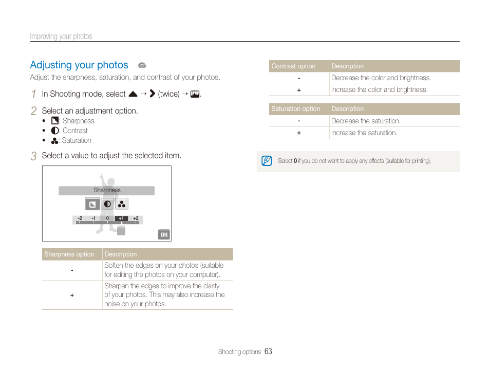 Adjusting your photos, Adjusting your photos ………………………… 63 | Samsung CL65 User Manual | Page 64 / 129