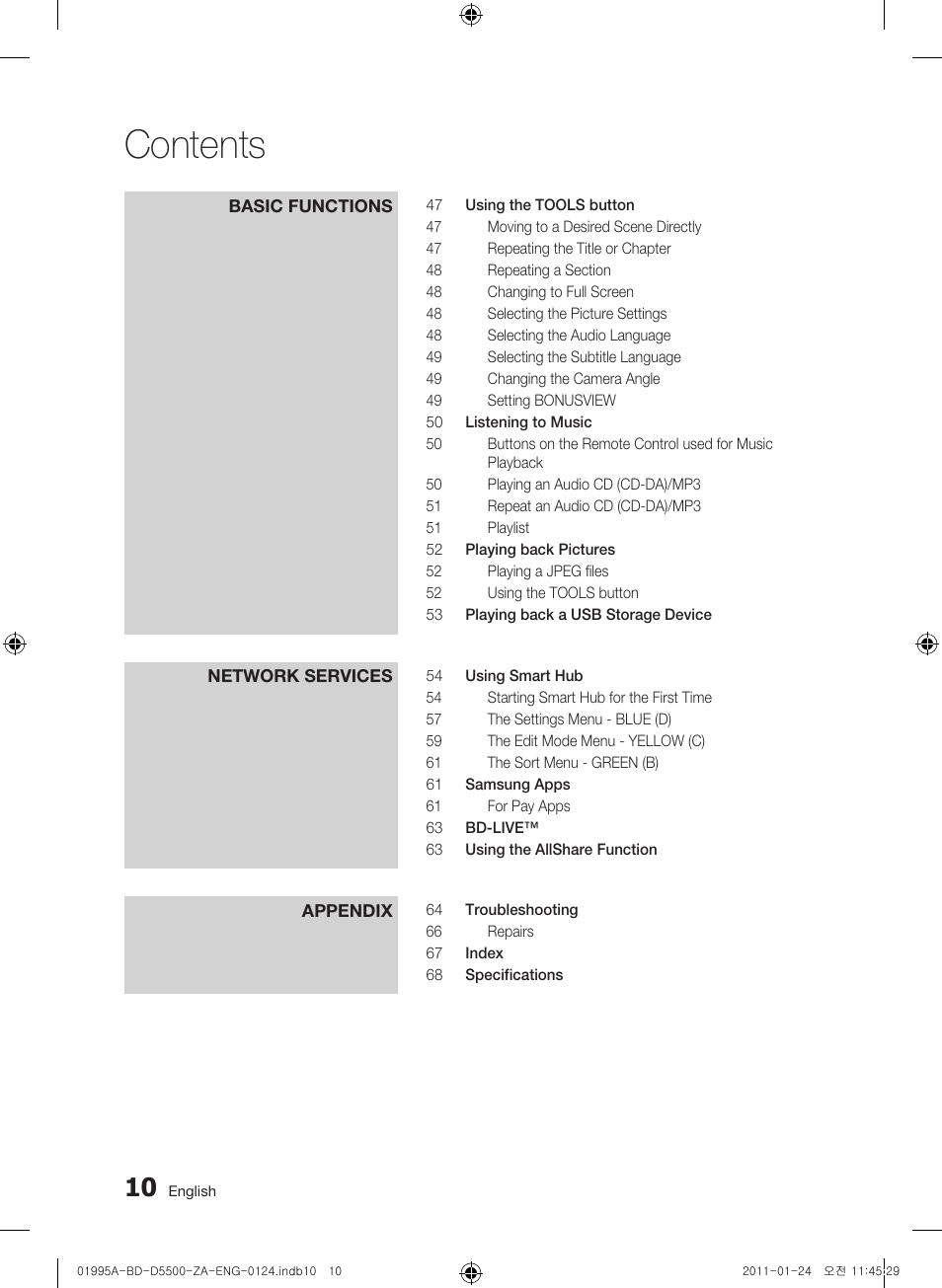 Samsung BD-D5500 User Manual | Page 10 / 74