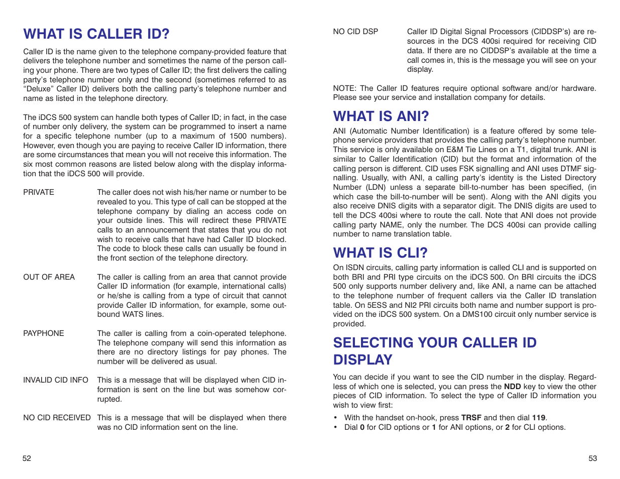 What is caller id, What is ani, What is cli | Selecting your caller id display | Samsung iDCS 500-DCS User Manual | Page 29 / 32