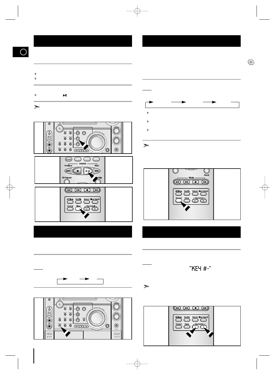 When adjusting play speed, Ntsc/pal selection method, Sound select function | Key control function, Key control function ntsc/pal selection method | Samsung MAX-VS720 User Manual | Page 16 / 28