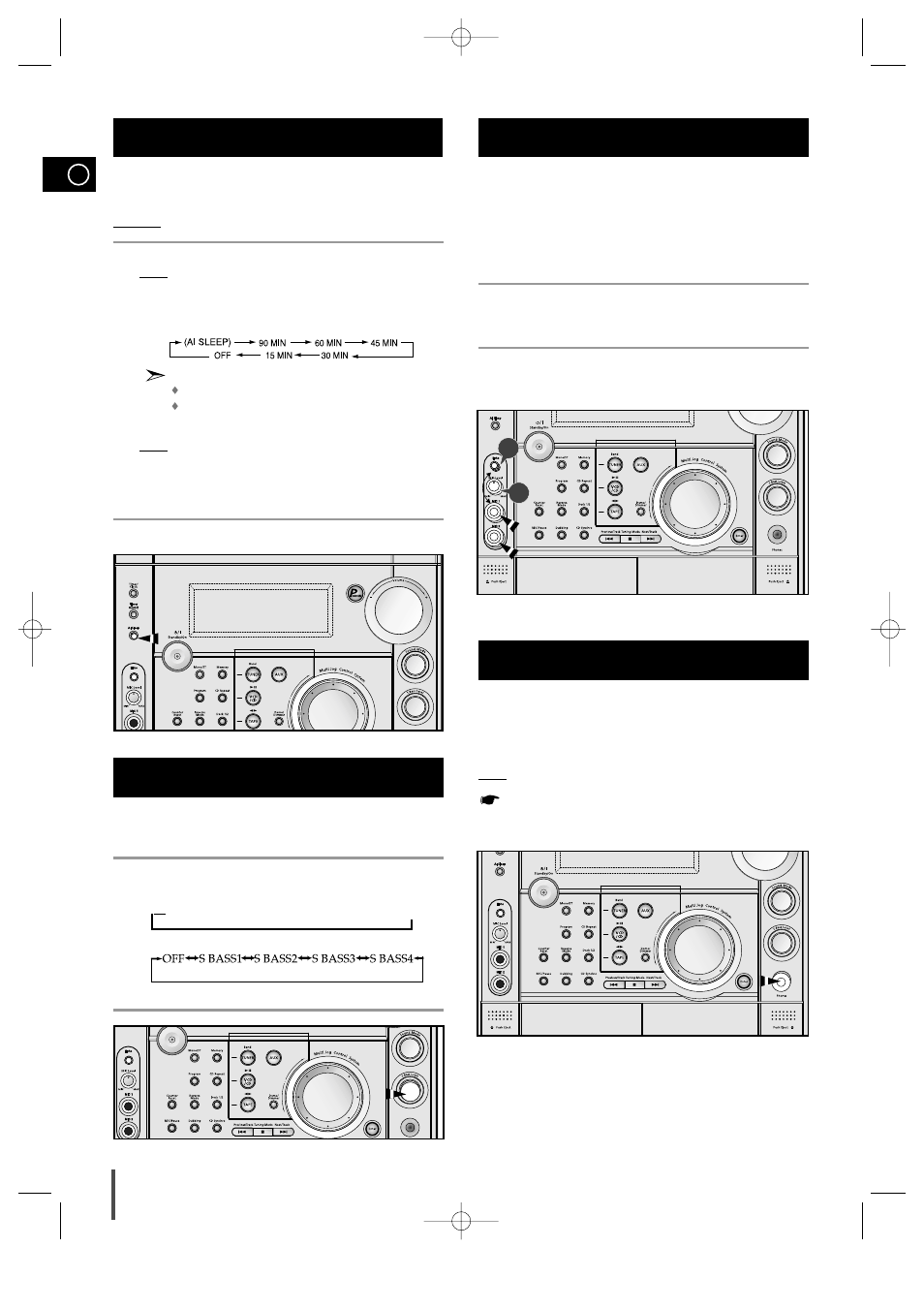 Setting the system to switch off automatically, Super bass sound, Microphone function | Connecting headphones, 12 super bass sound | Samsung MAX-VS720 User Manual | Page 24 / 28