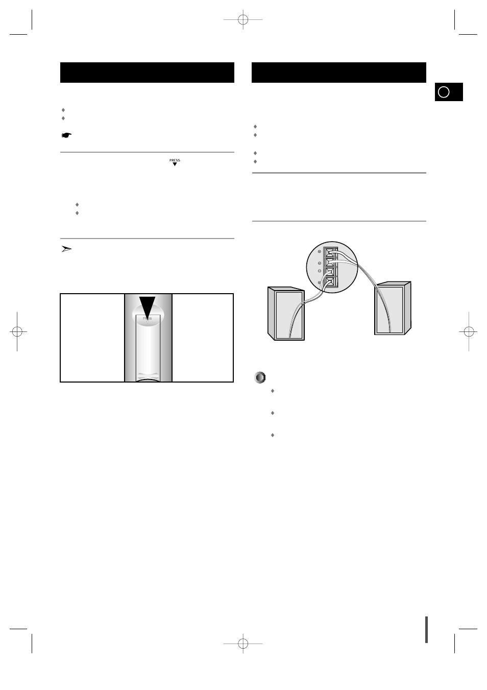 Inserting remote control batteries, Connecting the loudspeakers, Connecting the loudspeakers 1 2 3 | Directions in installing speaker | Samsung MAX-VS720 User Manual | Page 7 / 28