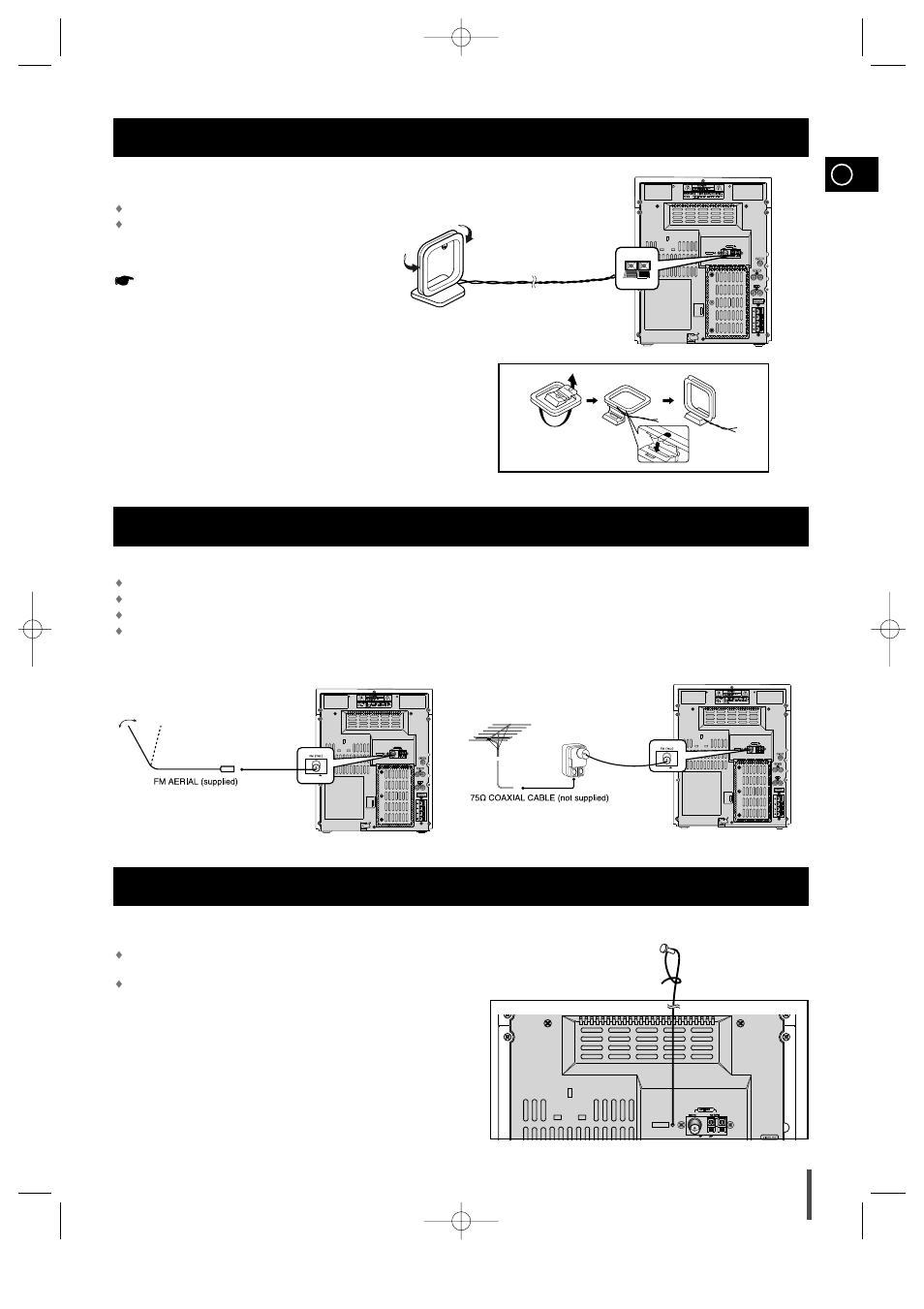 Connecting the am (mw/lw) aerial, Connecting the fm aerial, Connecting the sw aerial (option) | Samsung MAX-VS720 User Manual | Page 9 / 28
