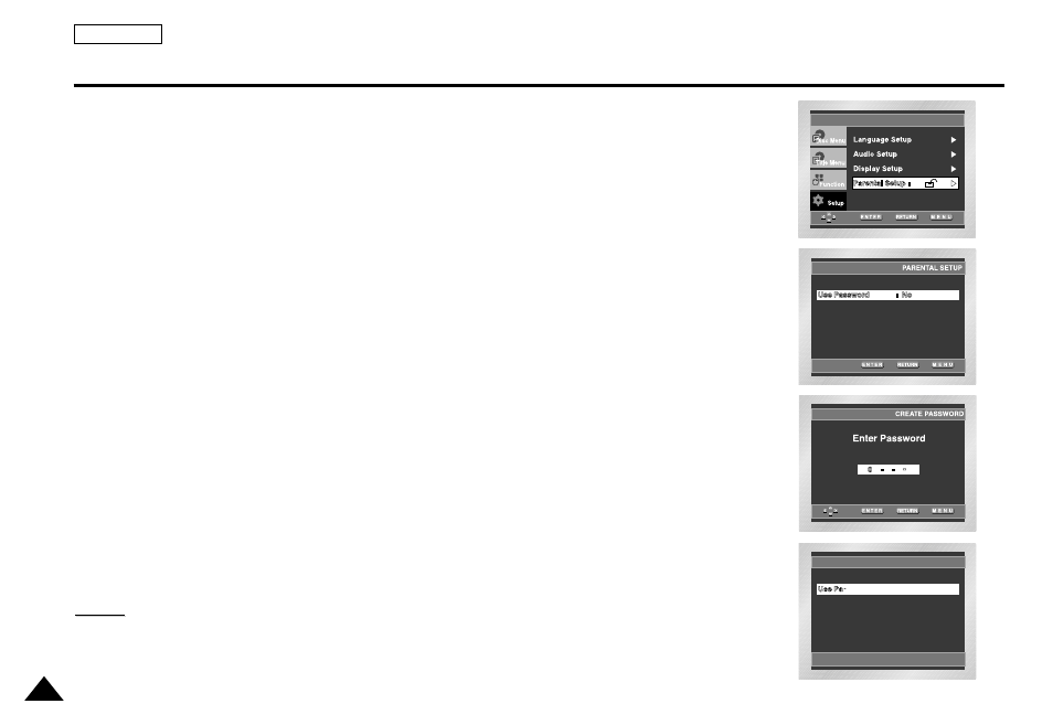 Parental control, Setting up the parental control | Samsung DVD-L1200 User Manual | Page 54 / 65