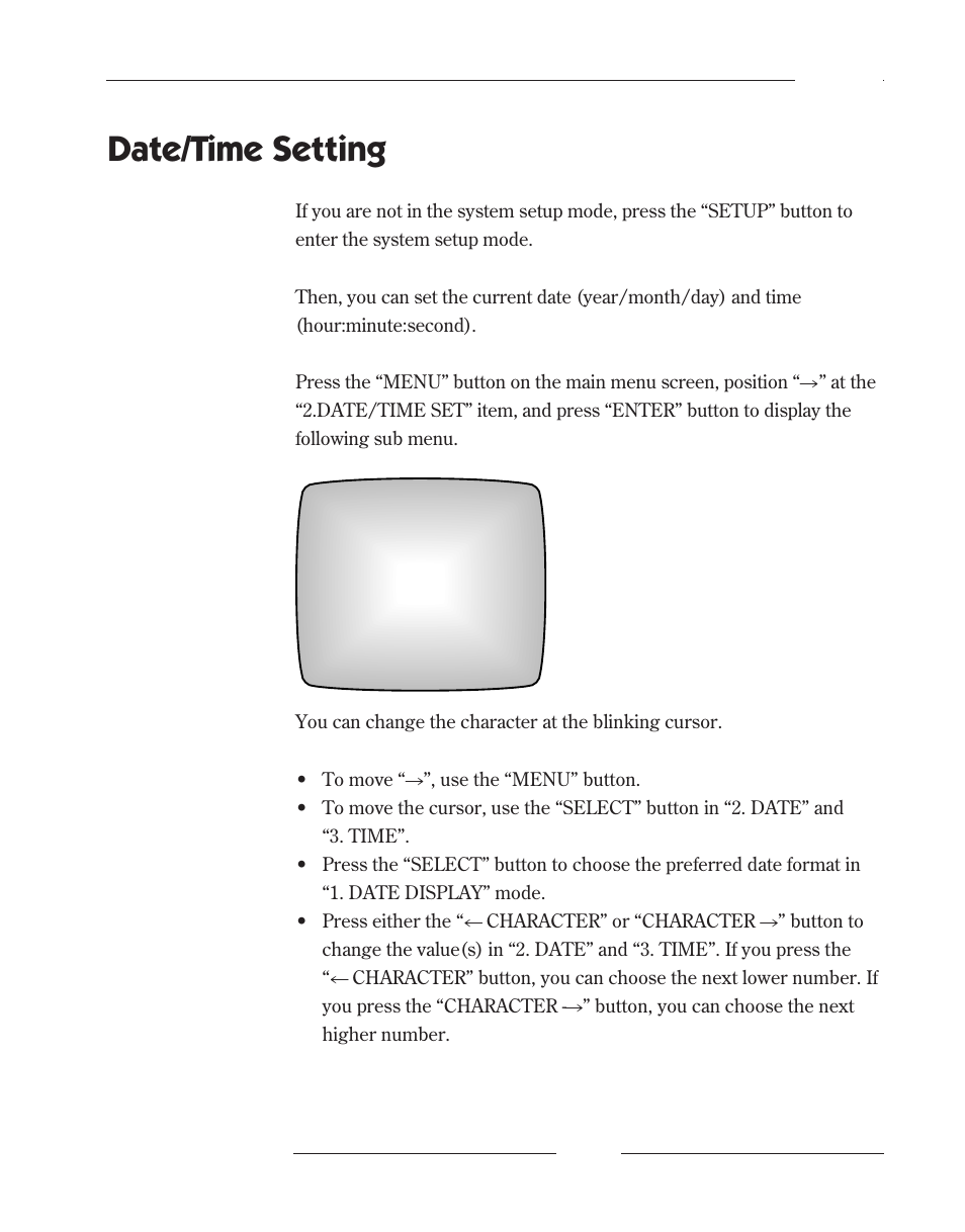 Date/time setting | Samsung SCQ-041AP User Manual | Page 31 / 49