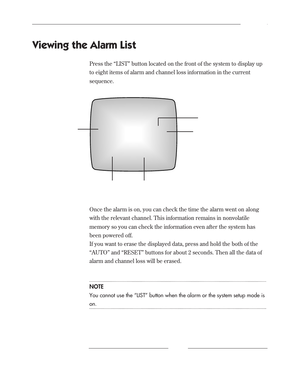 Viewing the alarm list | Samsung SCQ-041AP User Manual | Page 39 / 49
