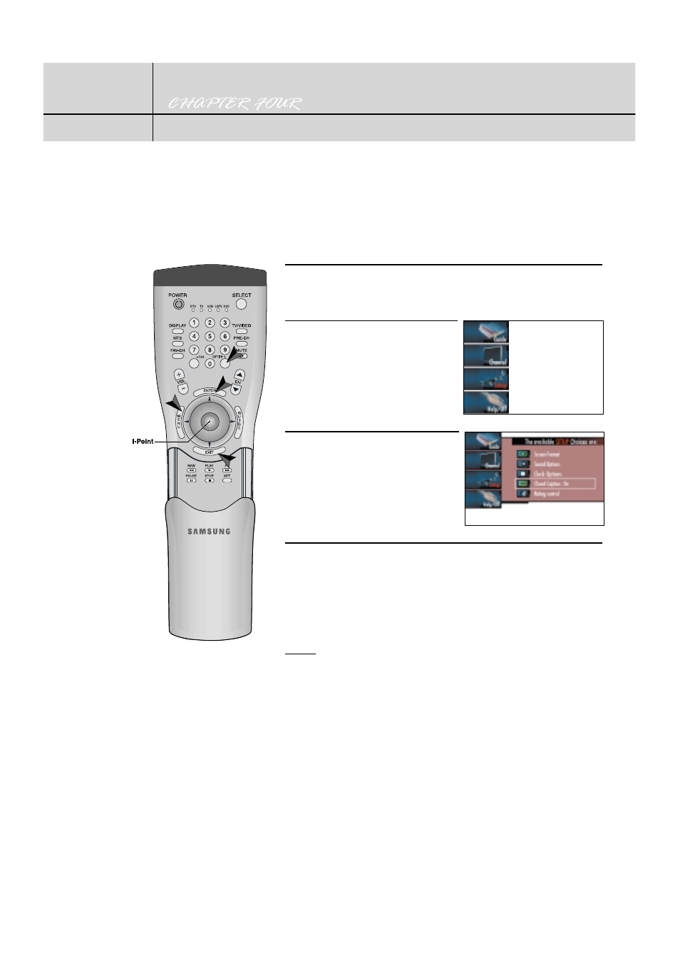 Setting up captions (on-screen text messages) | Samsung SIR-T150 User Manual | Page 26 / 38
