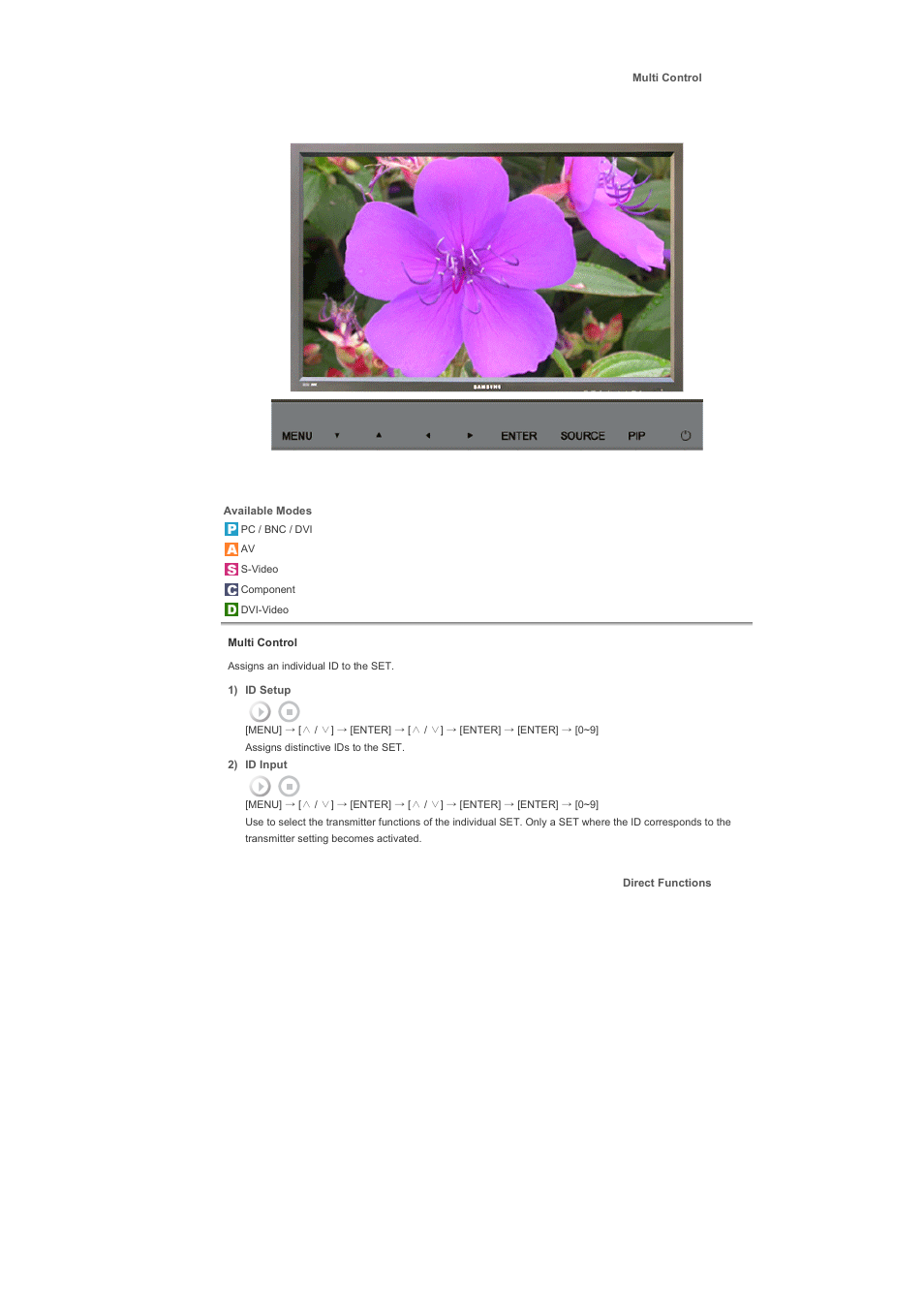 Multi control | Samsung 400PXn User Manual | Page 147 / 178