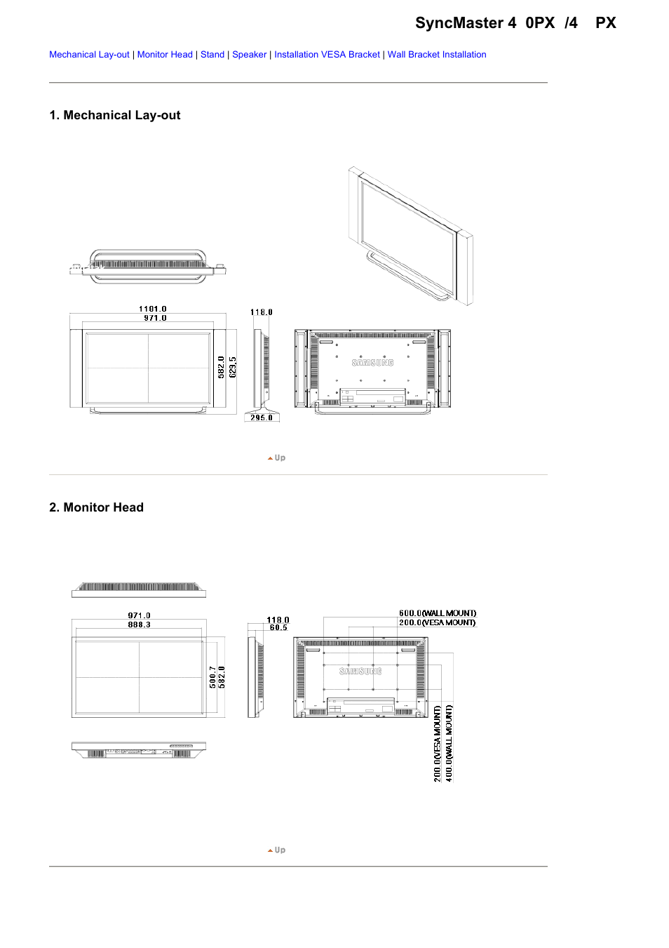 Mechanical lay-out, Syncmaster 400pxn/400px | Samsung 400PXn User Manual | Page 27 / 178