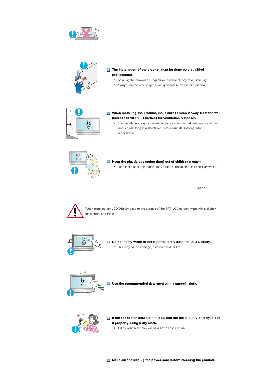 Clean | Samsung 400PXn User Manual | Page 5 / 178