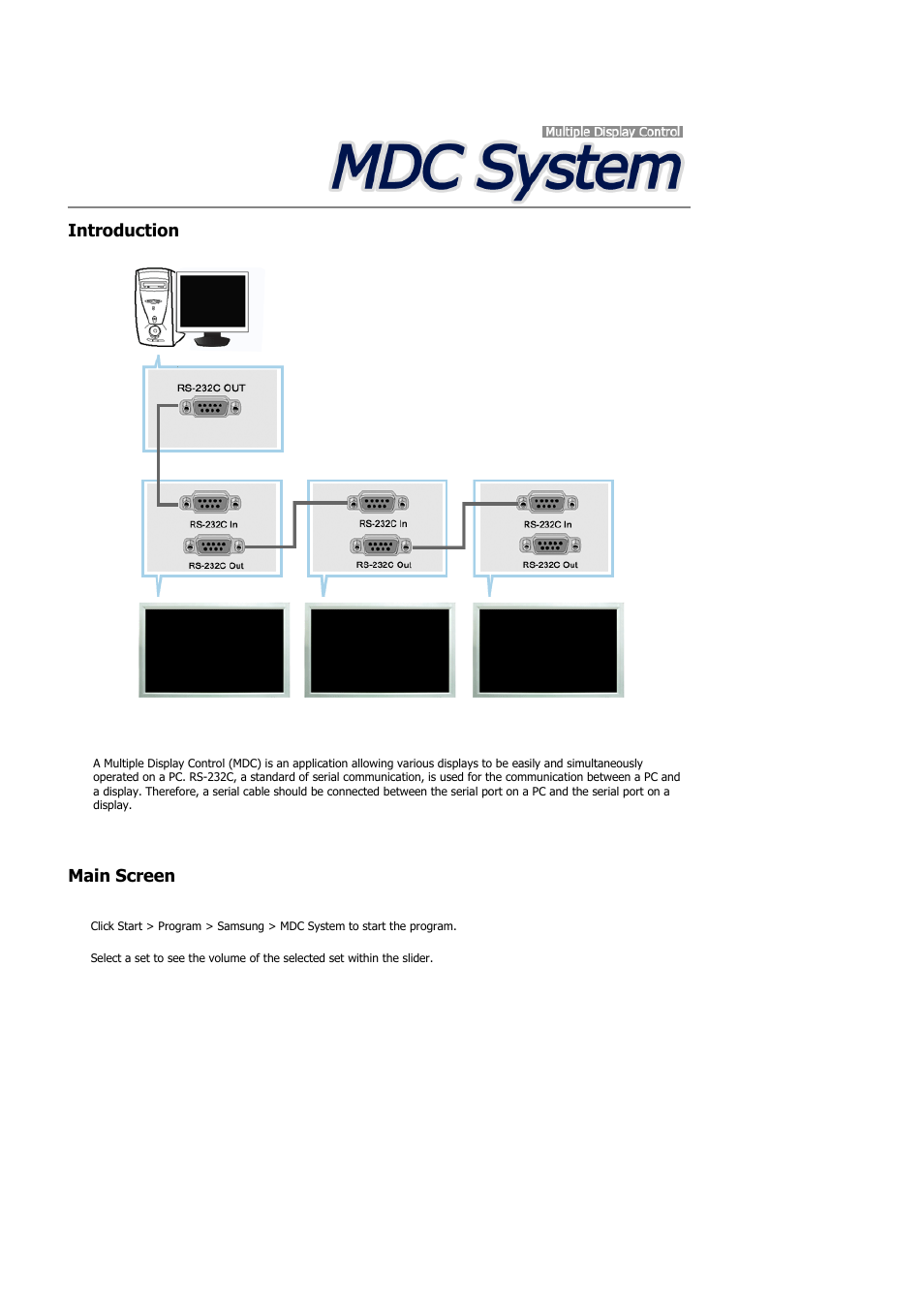 Introduction, Main screen | Samsung 400PXn User Manual | Page 58 / 178