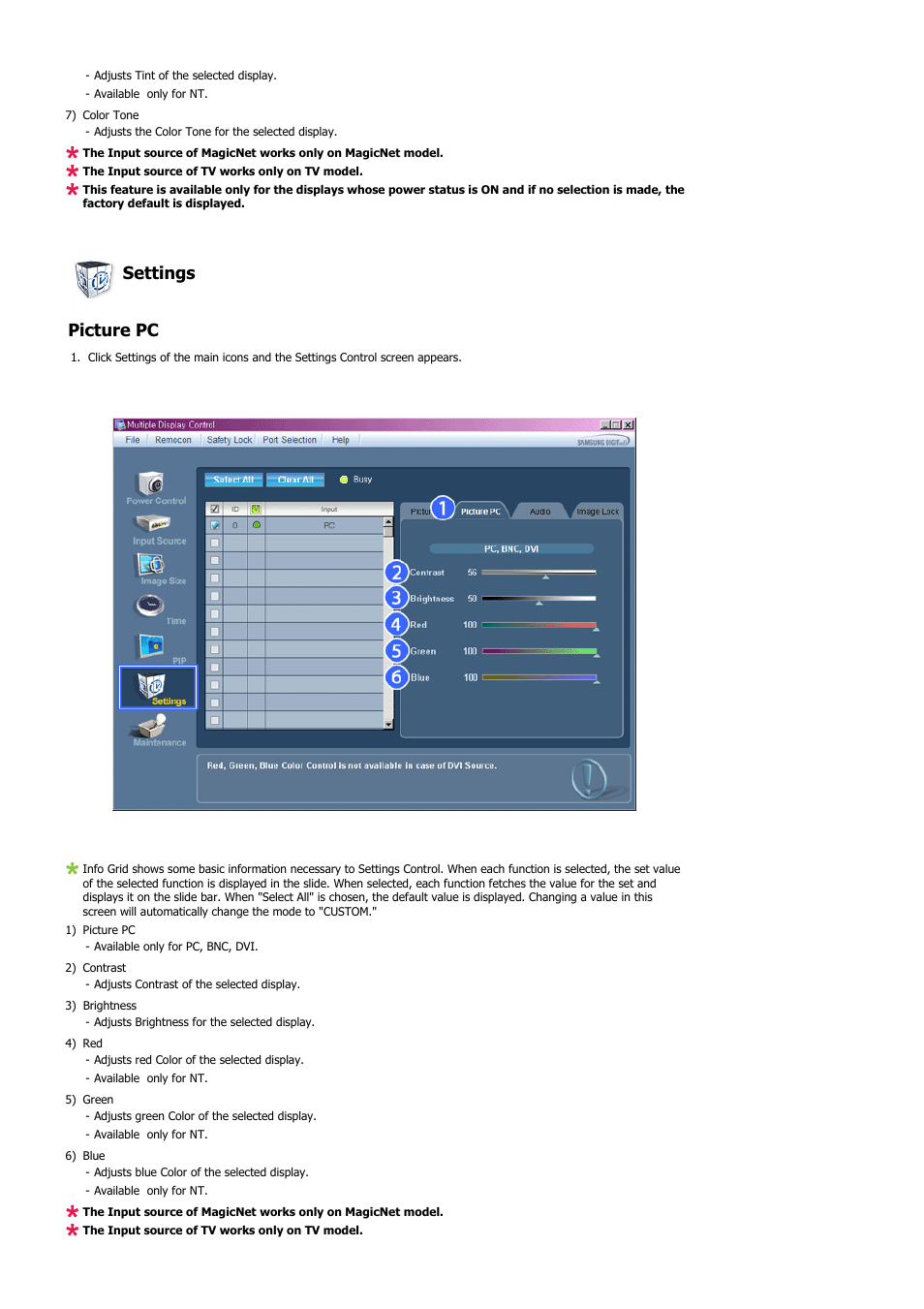 Settings picture pc | Samsung 400PXn User Manual | Page 70 / 178