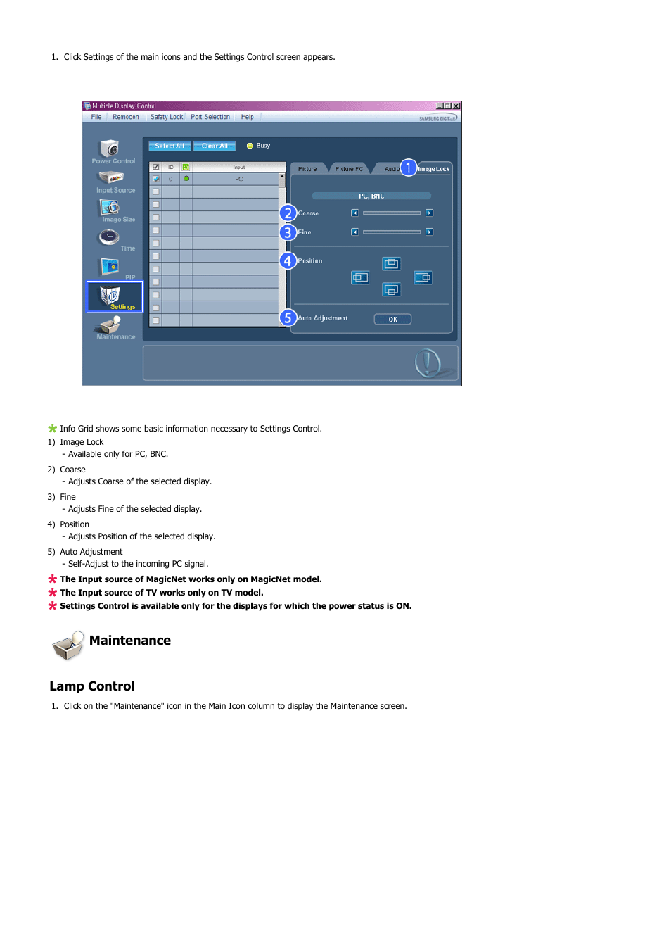 Maintenance lamp control | Samsung 400PXn User Manual | Page 72 / 178