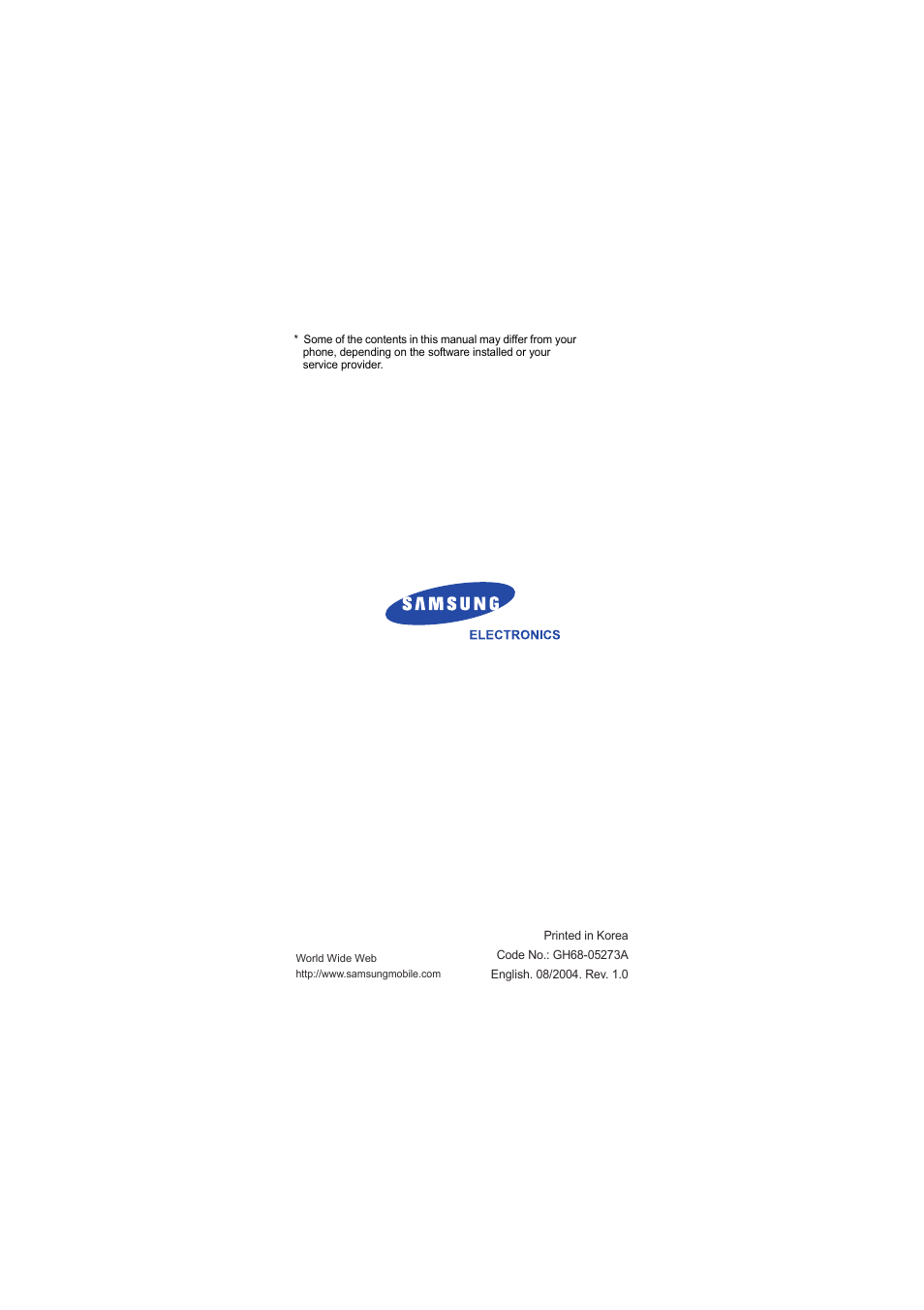 Samsung 08/2004 User Manual | 196 pages