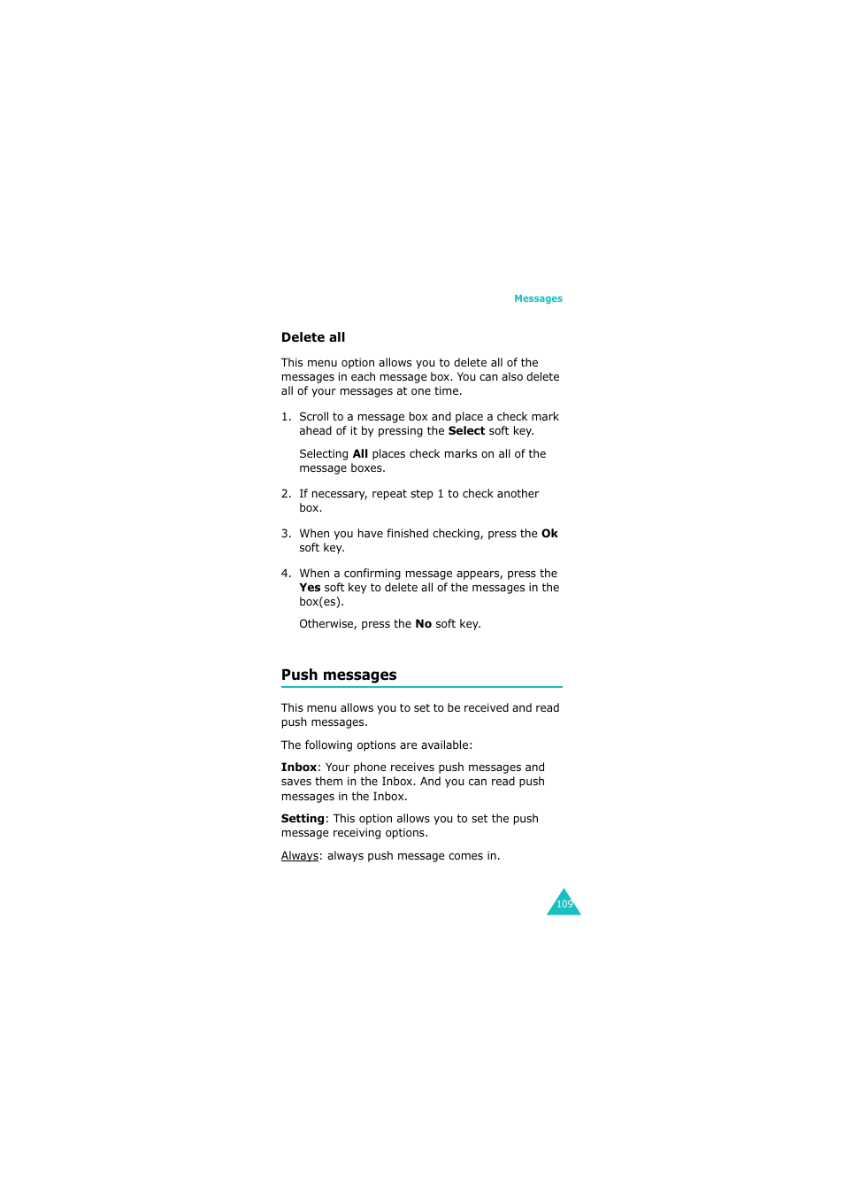 Push messages | Samsung 08/2004 User Manual | Page 110 / 196