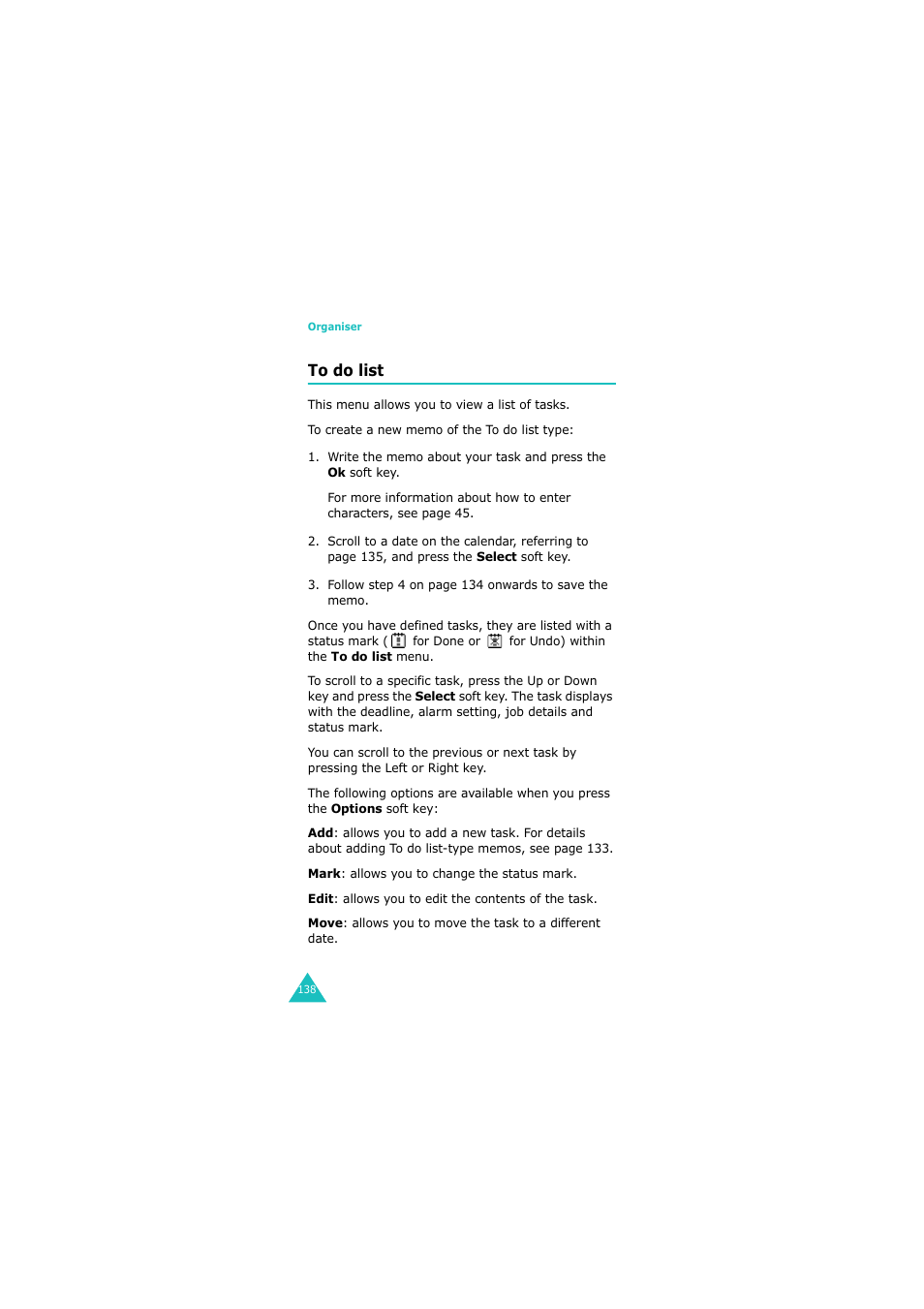 To do list | Samsung 08/2004 User Manual | Page 139 / 196