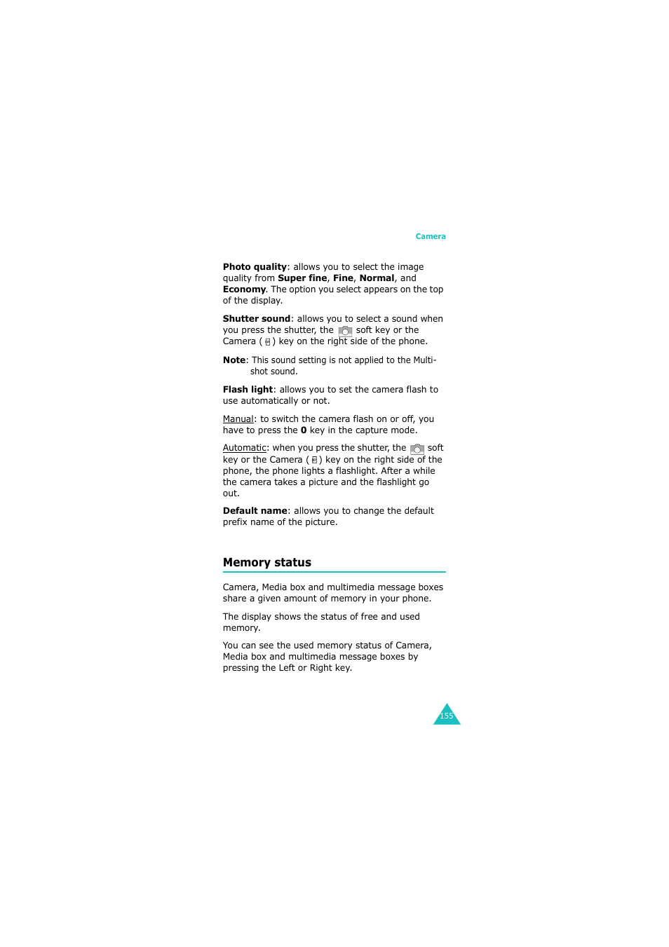 Memory status | Samsung 08/2004 User Manual | Page 156 / 196