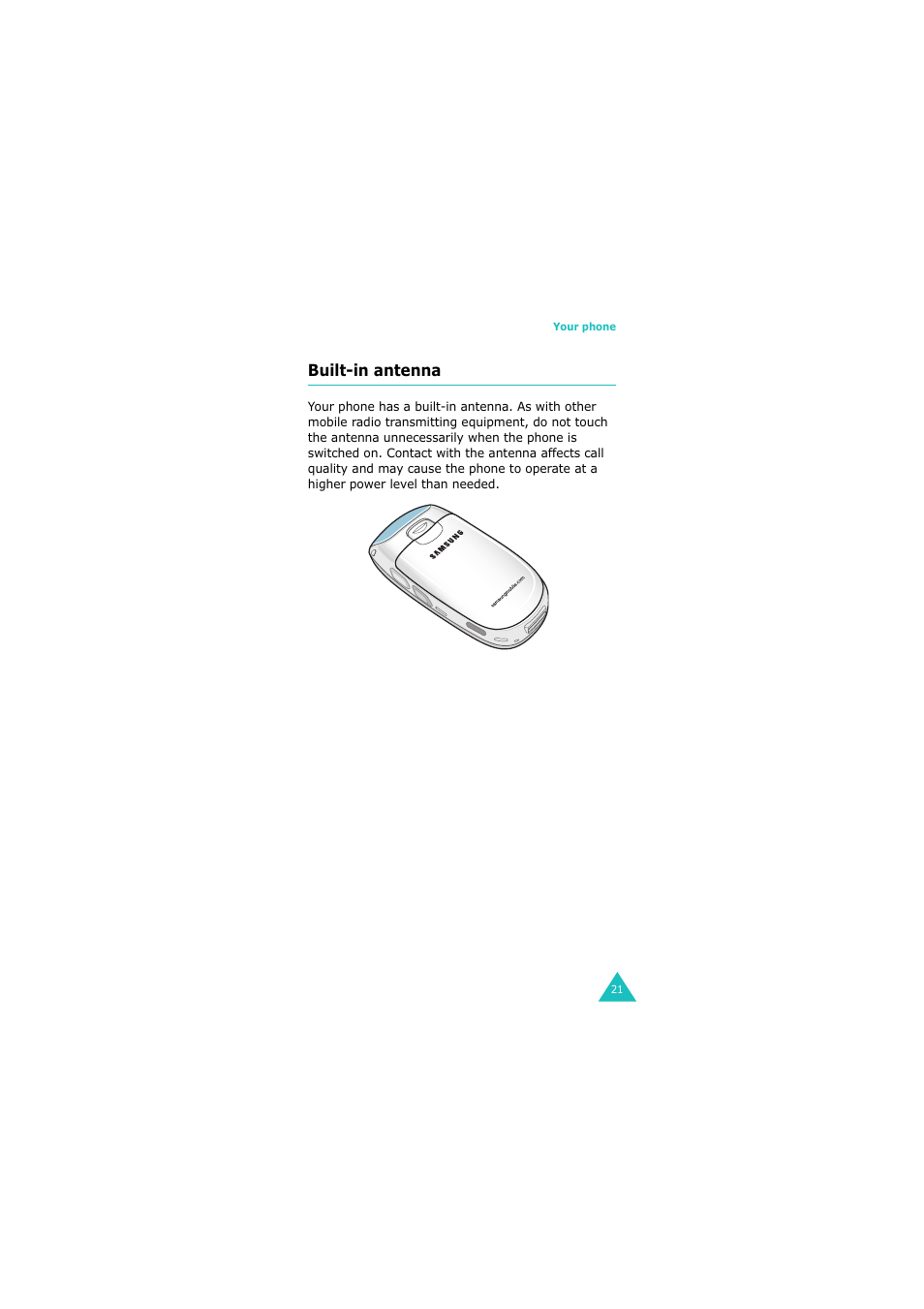 Built-in antenna | Samsung 08/2004 User Manual | Page 22 / 196