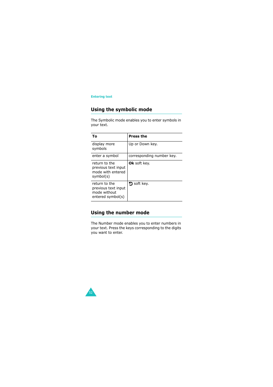 Using the symbolic mode, Using the number mode | Samsung 08/2004 User Manual | Page 53 / 196