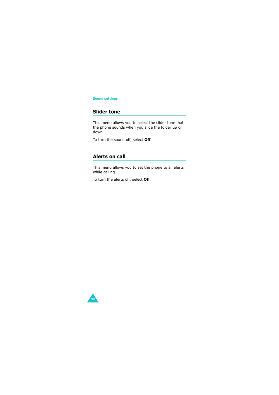 Slider tone, Alerts on call | Samsung 08/2004 User Manual | Page 91 / 196