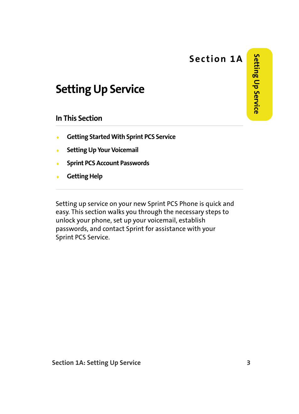 Setting up service, 1a. setting up service | Samsung MM A880 User Manual | Page 11 / 278
