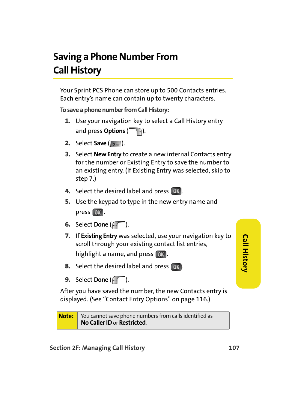 Saving a phone number from call history | Samsung MM A880 User Manual | Page 115 / 278