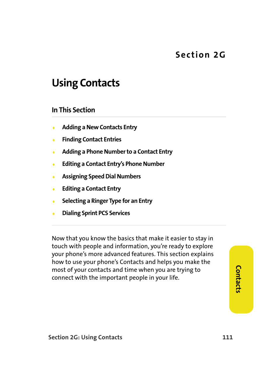 Using contacts, 2g. using contacts, S e c ti o n 2 g | Co n ta ct s | Samsung MM A880 User Manual | Page 119 / 278