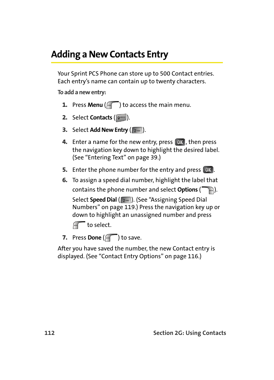 Adding a new contacts entry | Samsung MM A880 User Manual | Page 120 / 278